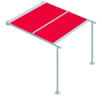 Freistehende Markise mit rotem Stoff